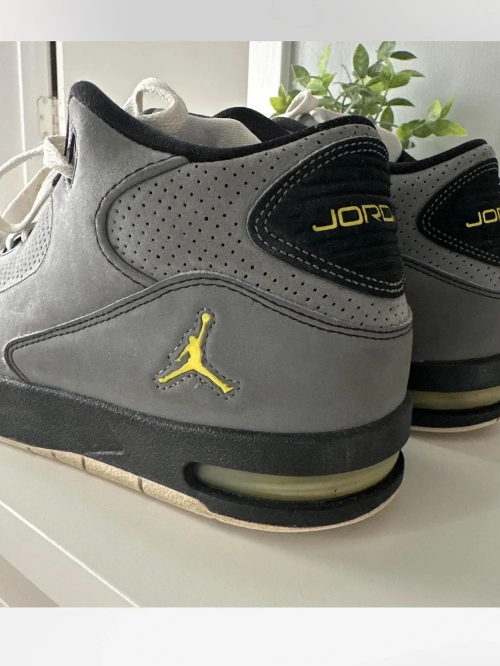 Jordan Men’s Gray and Black Low-Top Sneakers with Yellow Jumpman